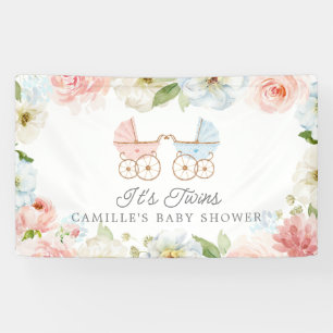 Banderoles C'est une fête pour jumeaux Baby Shower Bleu Rose 