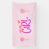 Banderoles C'est une fille avec des ballons roses (Verticale)