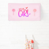 Banderoles C'est une fille avec des ballons roses (Insitu)