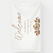 Banderoles C'Est Une Fille Baby shower Floral Blanc Or (Vertical)