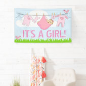 Banderoles C'est UNE FILLE ! (BÉBÉ DANS LA CONCEPTION DE ROSE (En situation)