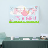 Banderoles C'est UNE FILLE ! (BÉBÉ DANS LA CONCEPTION DE ROSE (Salon professionnel)