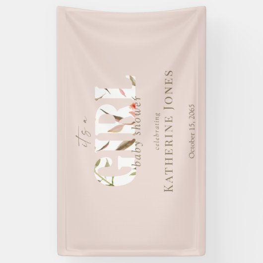 Banderoles C'est une fille Blush Baby shower II (Vertical)