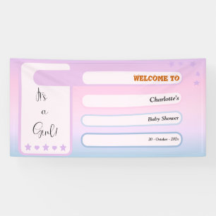 Banderoles C'est une fille ! Dégradé violet Fête de naissance