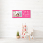 Banderoles C'est une fille - Photo moderne, blanc Whimsical T (En situation)