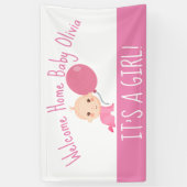 Banderoles C'est une fille rose ballon Bienvenue à la maison  (Vertical)