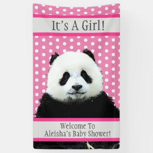 Banderoles C'est une petite fille Baby shower rose Panda Bear