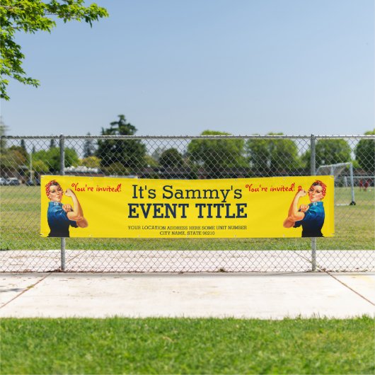 Banderoles C'est votre publicité de fête personnalisée Rosie (En situation)