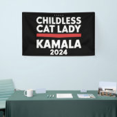 Banderoles Cette dame au chat sans enfant vote Kamala 2024 (Salon professionnel)