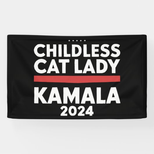 Banderoles Cette dame au chat sans enfant vote Kamala 2024 (Horizontal)