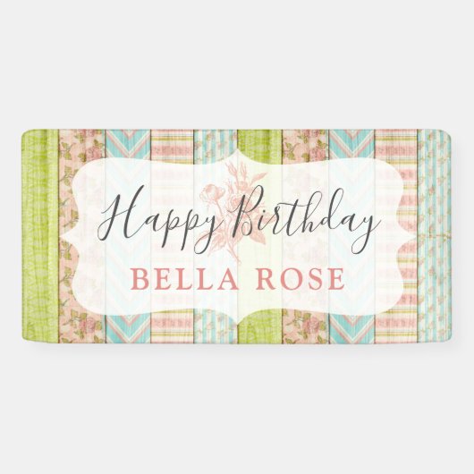 Banderoles Chalet rose rose rose rose bébé fille Joyeux anniv (Horizontal)