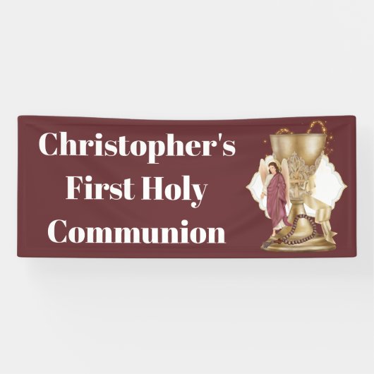 Banderoles Chalice d'or ange perles rosaire catholique (Horizontal)