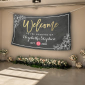 Banderoles Chalkboard Floral Chic Gold Script Mariage Bienven