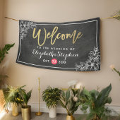 Banderoles Chalkboard Floral Chic Gold Script Mariage Bienven