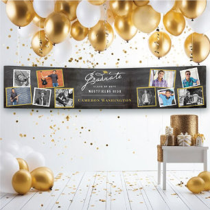 Banderoles Chalkboard Modern Script 10 Photo Graduation Party
