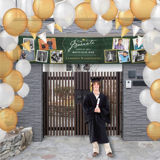 Banderoles Chalkboard Modern Script 10 Photo Graduation Party
