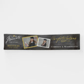 Banderoles Chalkboard Script élégant 2 Photo Graduation Party (Horizontal)