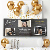 Banderoles Chalkboard Script élégant 3 Photo Graduation Party