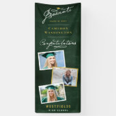 Banderoles Chalkboard Script élégant 3 Photo Graduation Party (Vertical)