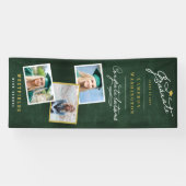 Banderoles Chalkboard Script élégant 3 Photo Graduation Party (Horizontal)