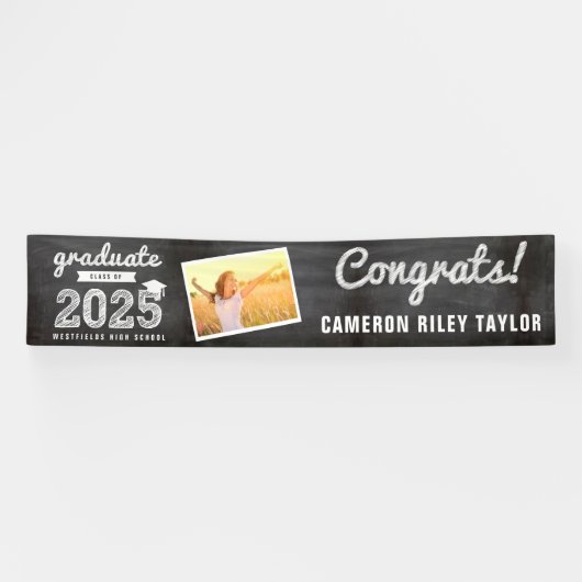 Banderoles Chalkboard Sketch Class Of 2025 Photo Grad Party (Horizontal)