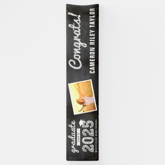 Banderoles Chalkboard Sketch Class Of 2025 Photo Grad Party (Vertical)