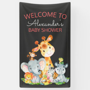 Banderoles Chalkboard Watercol Cute Safari Jungle Baby shower