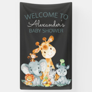Banderoles Chalkboard Watercol Cute Safari Jungle Baby shower