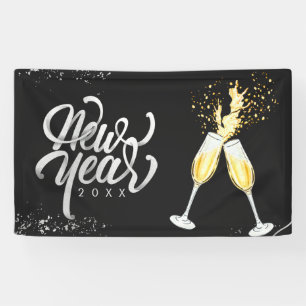 Banderoles Champagne Gold Black Verre Confetti Moderne