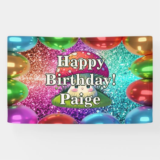 Banderoles Champignons Anniversaire personnalisable (Horizontal)