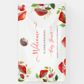 Banderoles Champignons Rouge Aquarelle Forêt Baby shower rust (Vertical)