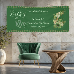 Banderoles Chanceux en amour cadre doré trèfle floral Shower