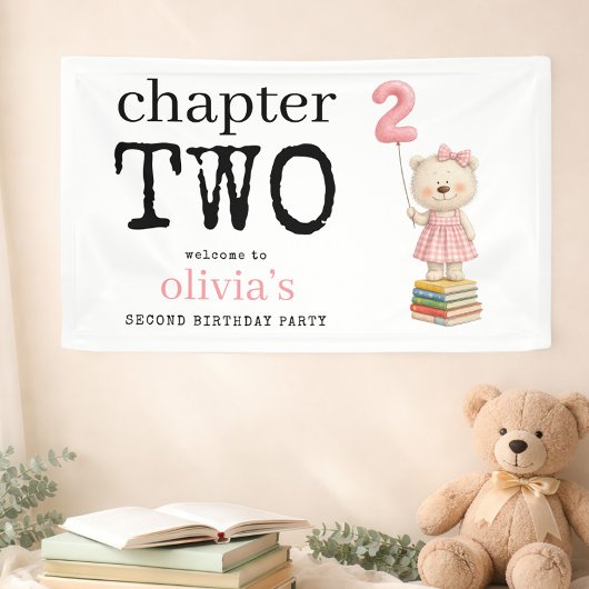 Banderoles Chapter Two Bear Books Girl Welcome 2nd Birthday