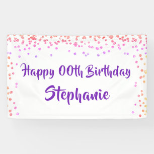Banderoles Chaque année Anniversaire Pink Purple Confetti Scr