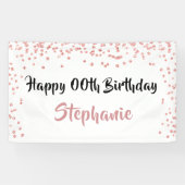 Banderoles Chaque année Rose or Anniversaire Confetti Script (Horizontal)
