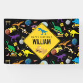 Banderoles Chariots de construction Dinosaures dans l'espace  (Horizontal)