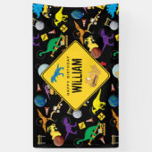 Banderoles Chariots de construction Dinosaures dans l'espace  (Vertical)