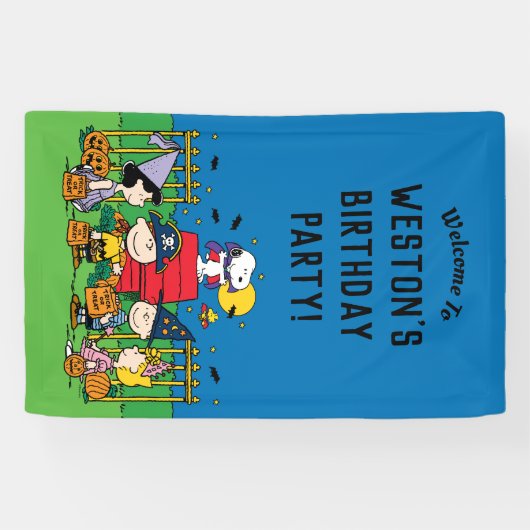 Banderoles Charlie Brown et Gang Halloween fête d'anniversair (Horizontal)