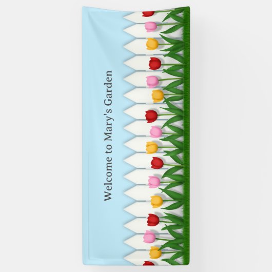 Banderoles Charmant palissandre blanc avec tulipes sur mesure (Vertical)