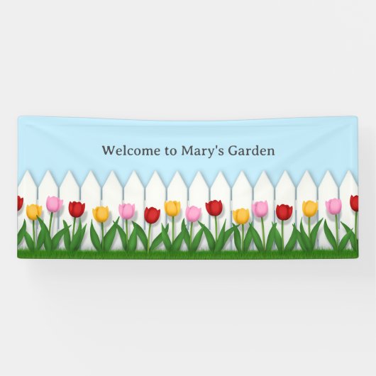 Banderoles Charmant palissandre blanc avec tulipes sur mesure (Horizontal)