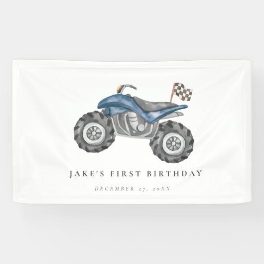 Banderoles Charming Blue Quad Bike Anniversaire (Horizontal)