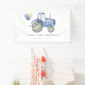Banderoles Charming Blue Tractor Anniversaire (En situation)