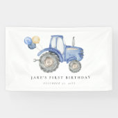 Banderoles Charming Blue Tractor Anniversaire (Horizontal)