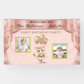 Banderoles Charming Dancing Kitten Photo First Birthday Girl (Horizontal)