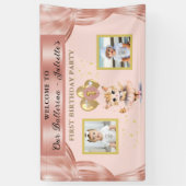 Banderoles Charming Dancing Kitten Photo First Birthday Girl (Vertical)