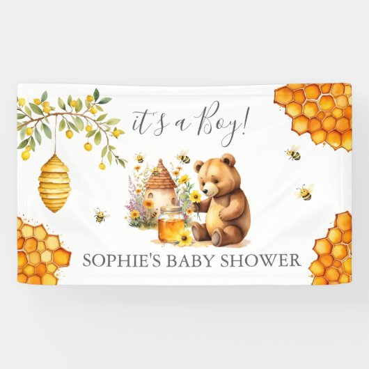 Banderoles Charming Honey Bee Bear Baby Shower (Horizontal)