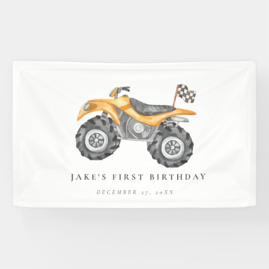 Banderoles Charming Jaune Quad Bike Anniversaire (Horizontal)