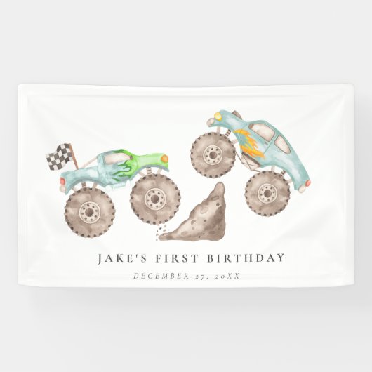 Banderoles Charming Monster Truck Bash Anniversaire (Horizontal)
