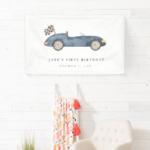 Banderoles Charming Navy Blue Race Car Anniversaire (En situation)