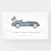 Banderoles Charming Navy Blue Race Car Anniversaire (Horizontal)